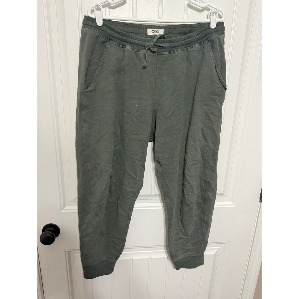 COS Jogger Pants Mens Large Green Tapered Fleece Drawstring Casual Sweats EUC